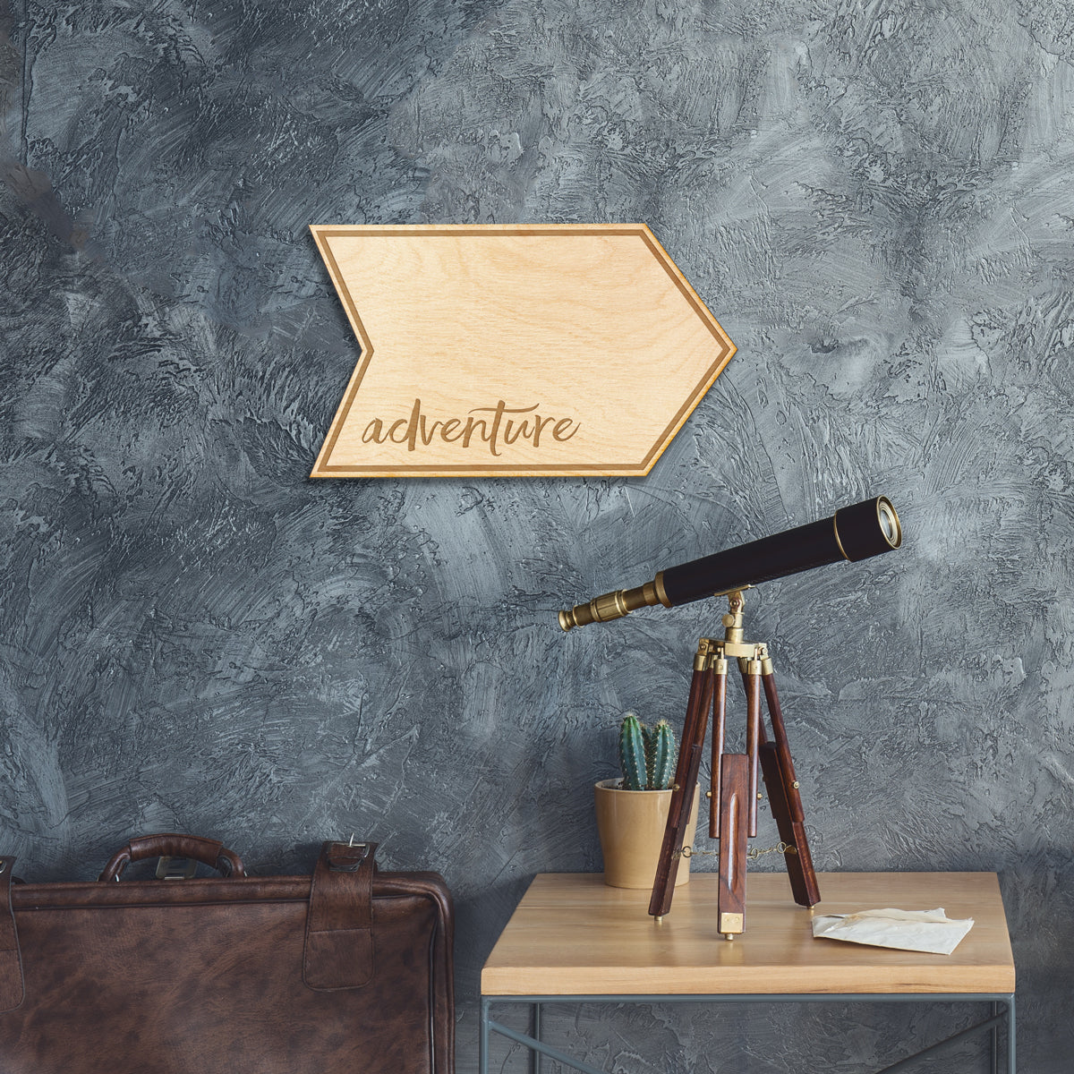 Adventure Arrow Wood Sign