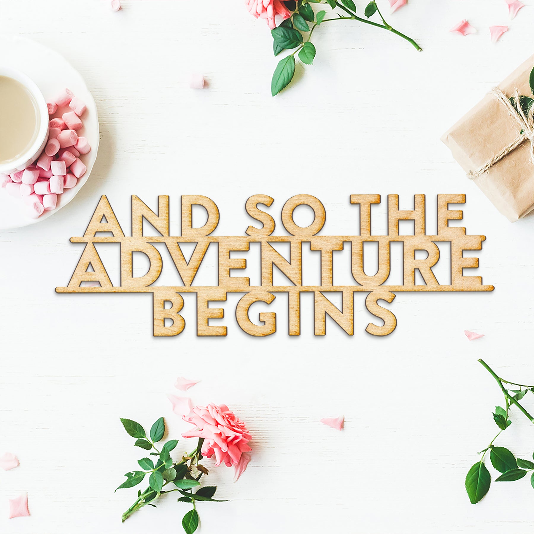 And So The Adventure Begins Wood Sign