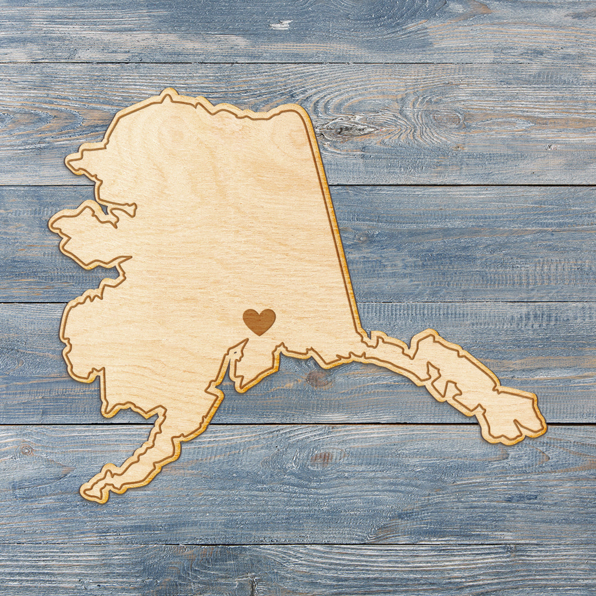 Alaska Cut Sign With Custom Engraved Heart Placement