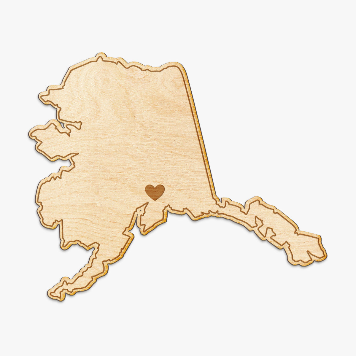 Alaska Cut Sign With Custom Engraved Heart Placement