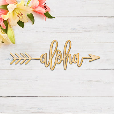 Aloha Arrow Wood Sign