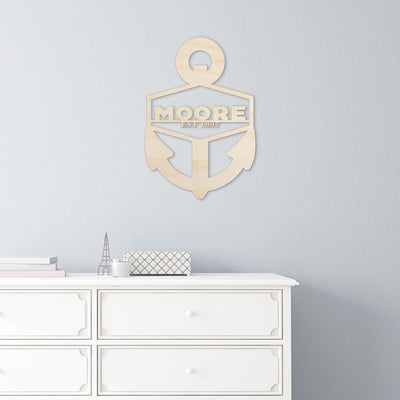 Anchor Family Name Cut Wood Sign
