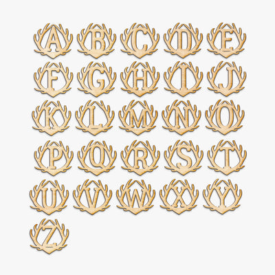 Antler Monogram Wood Cut Sign