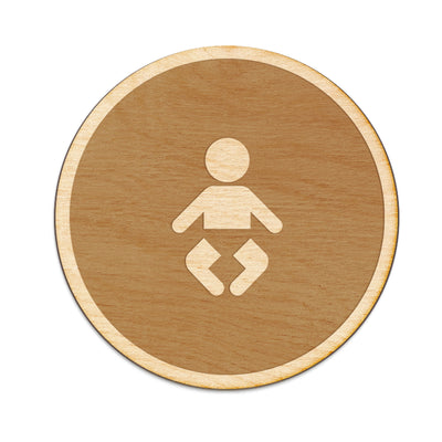 Restroom Circle Wood Engraved Sign