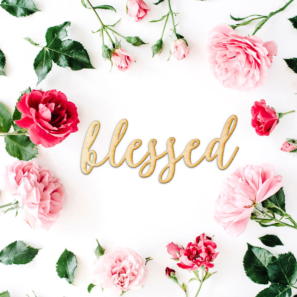 Script Blessed Wood Sign