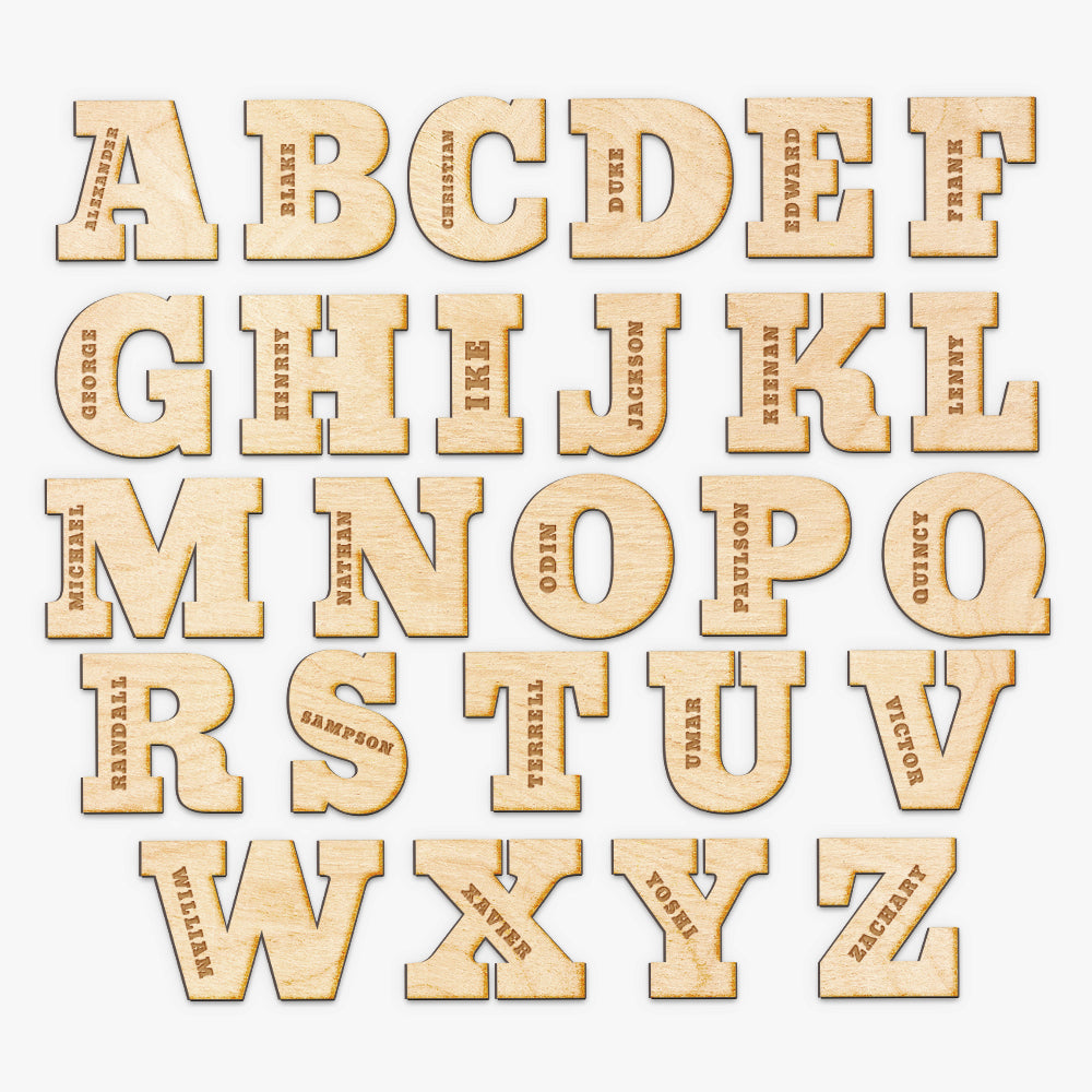 Block Letter Engraved Wood Sign