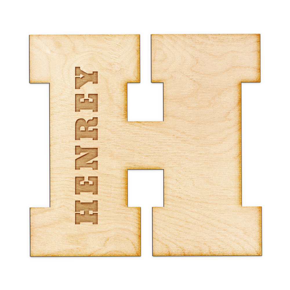 Block Letter Engraved Wood Sign