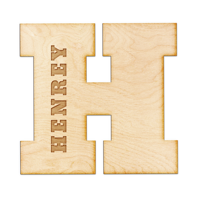 Block Letter Engraved Wood Sign