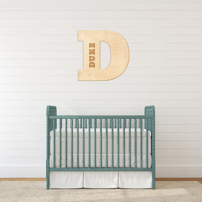 Block Letter Engraved Wood Sign