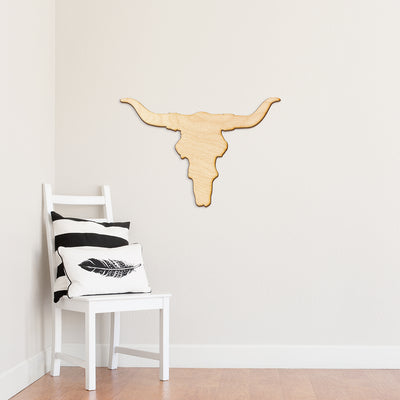 Bull Skull Wood Cut Sign