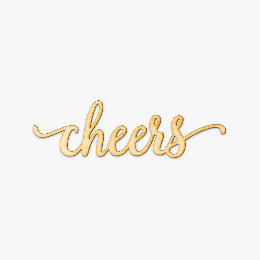 Cheers Script Wood Cut Sign