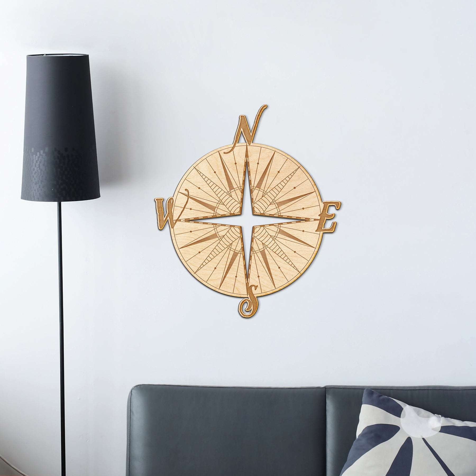 Compass Wood Engraved Sign