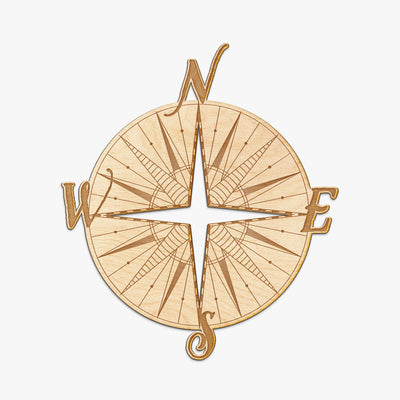 Compass Wood Engraved Sign