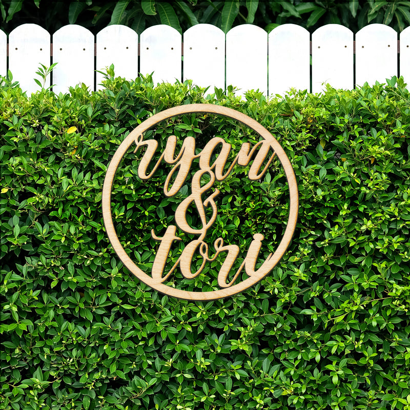 Custom Ampersand Circle Wood Cut Sign