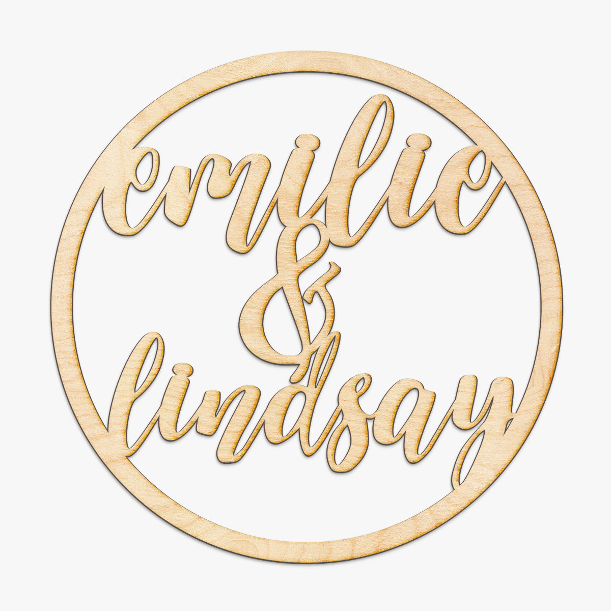 Custom Ampersand Circle Wood Cut Sign