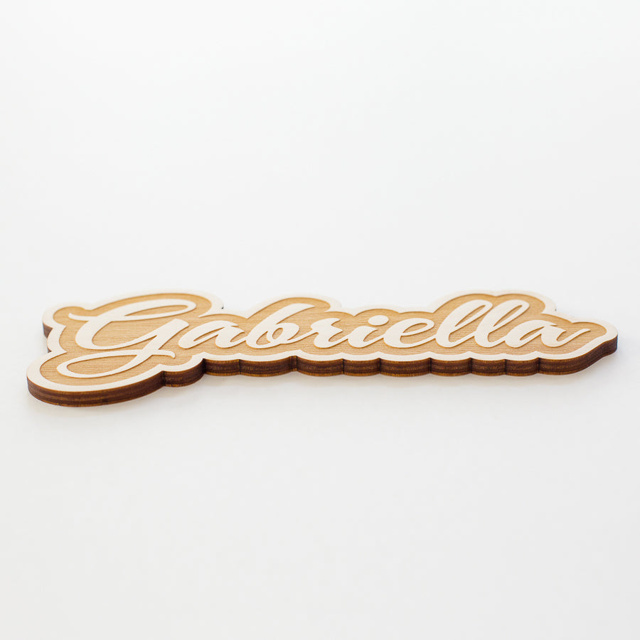 Custom Engraved Brush Script Name Wood Sign
