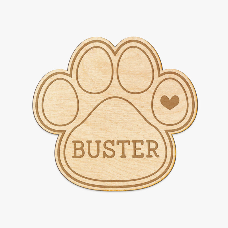 Pet Paw Custom Engraved Wood Sign