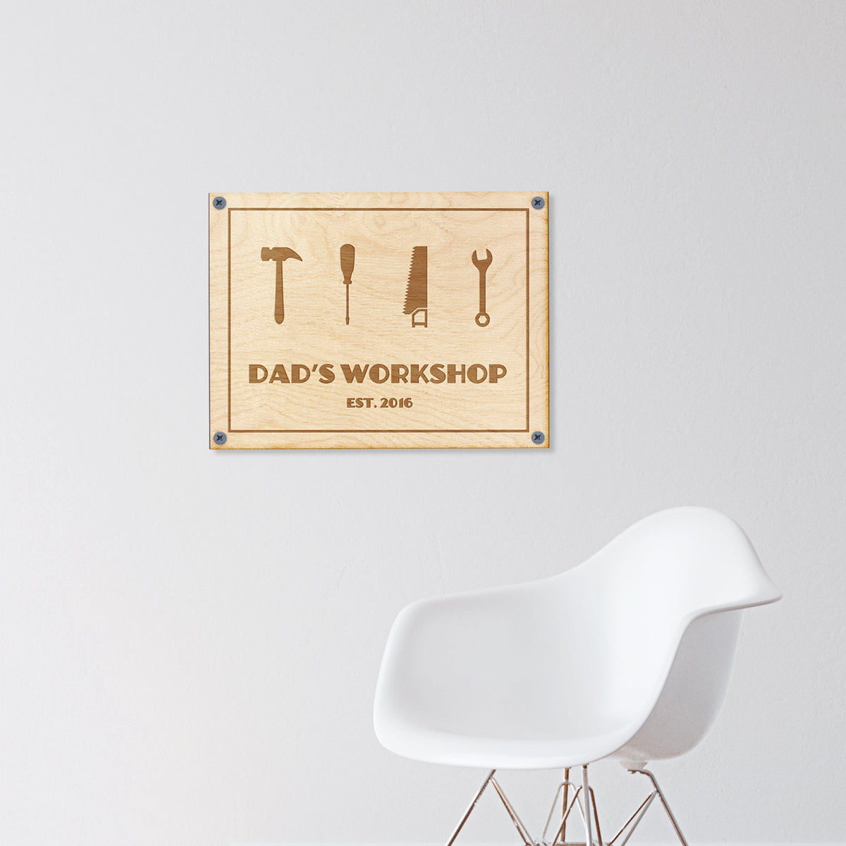 Dad's Workshop Engraved Wood Sign