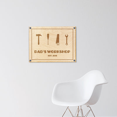 Dad's Workshop Engraved Wood Sign