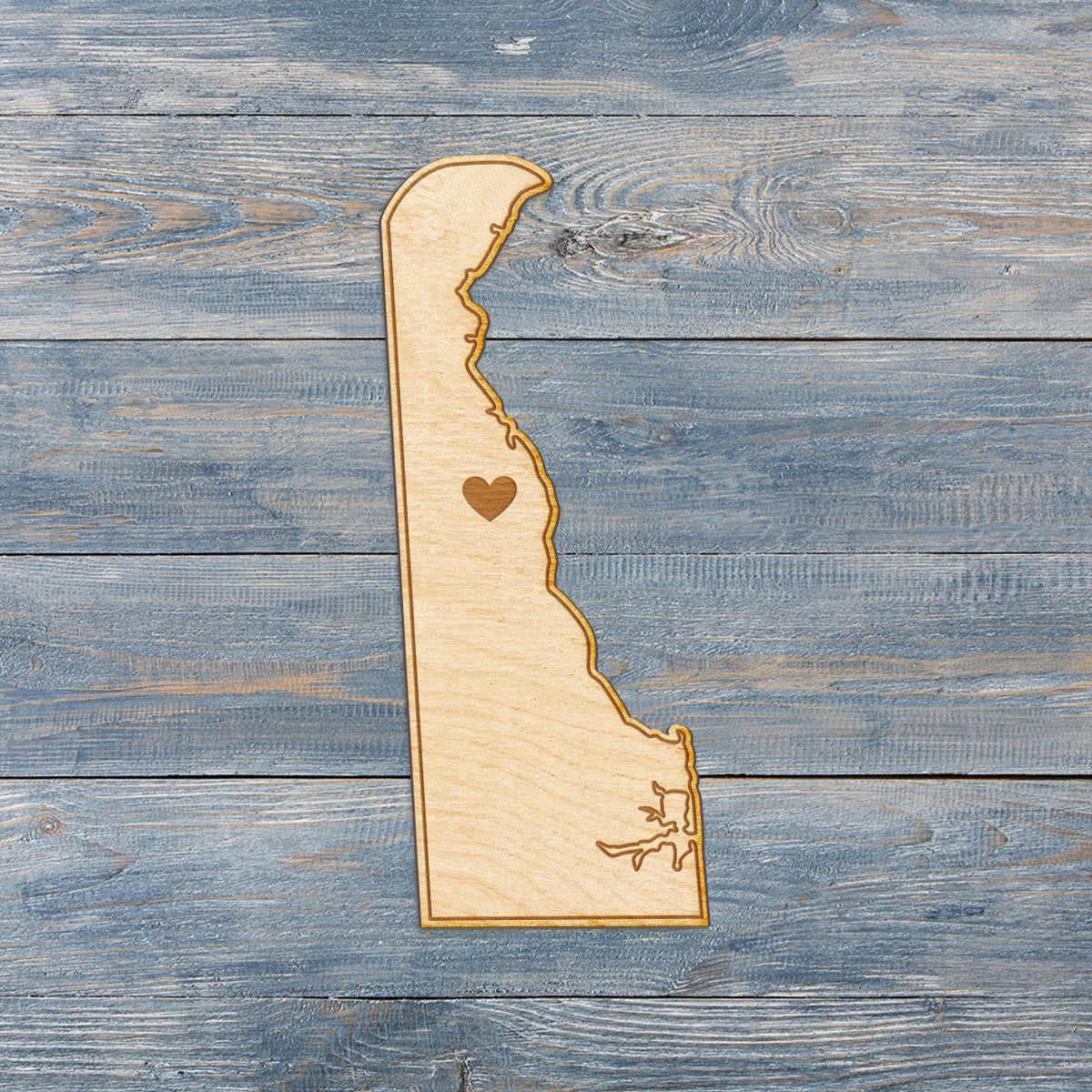 Delaware Cut Sign With Custom Engraved Heart Placement