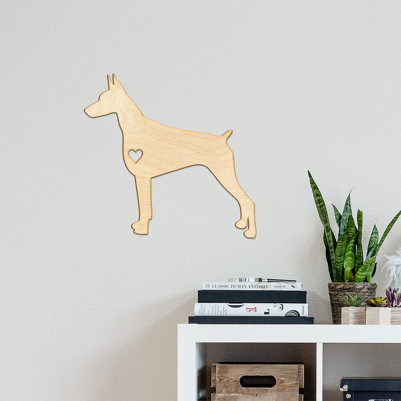 Heart Cut Doberman Wood Sign