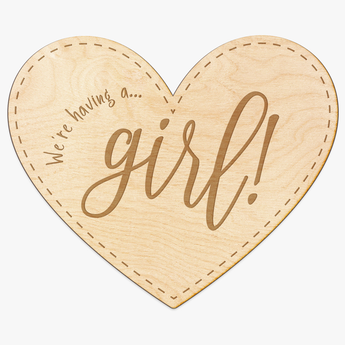 Baby Girl Announcement Heart Engraved Wood Sign