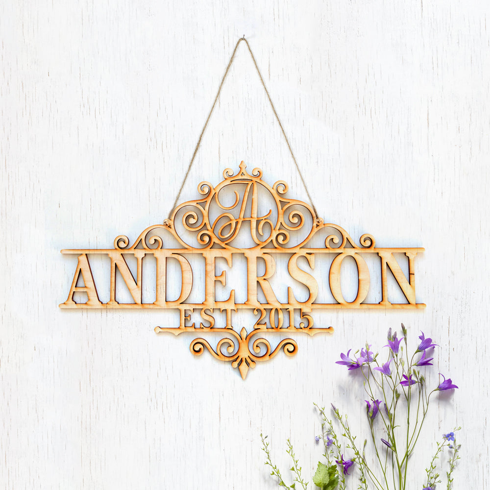 Est. Family Name Custom Wood Cutout Sign