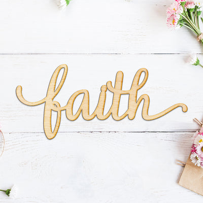 Faith Script Wood Cut Sign