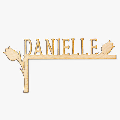 Flower Custom Name Wood Door Topper