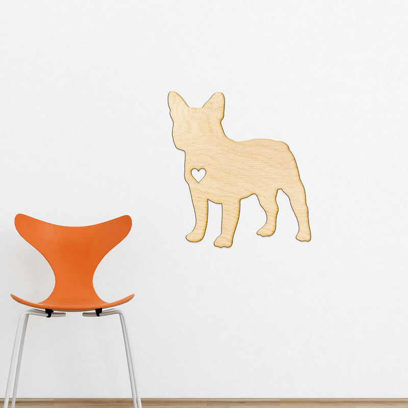 Heart Cut French Bulldog Wood Sign
