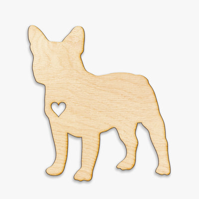 Heart Cut French Bulldog Wood Sign