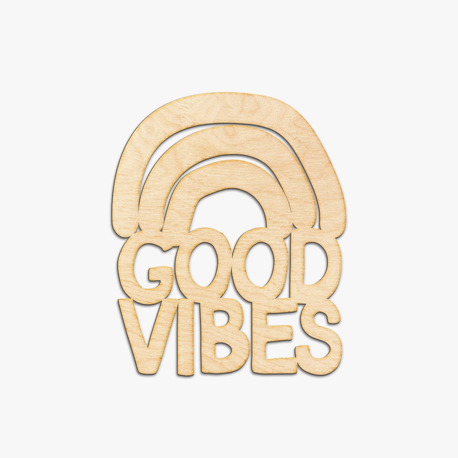 Good Vibes Rainbow Cut Wood Sign