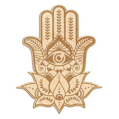 Hamsa Hand Engraved Wood Sign