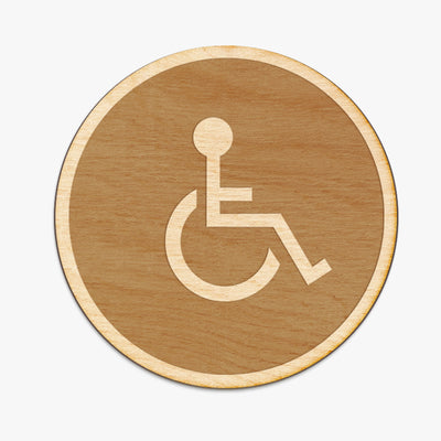 Restroom Circle Wood Engraved Sign