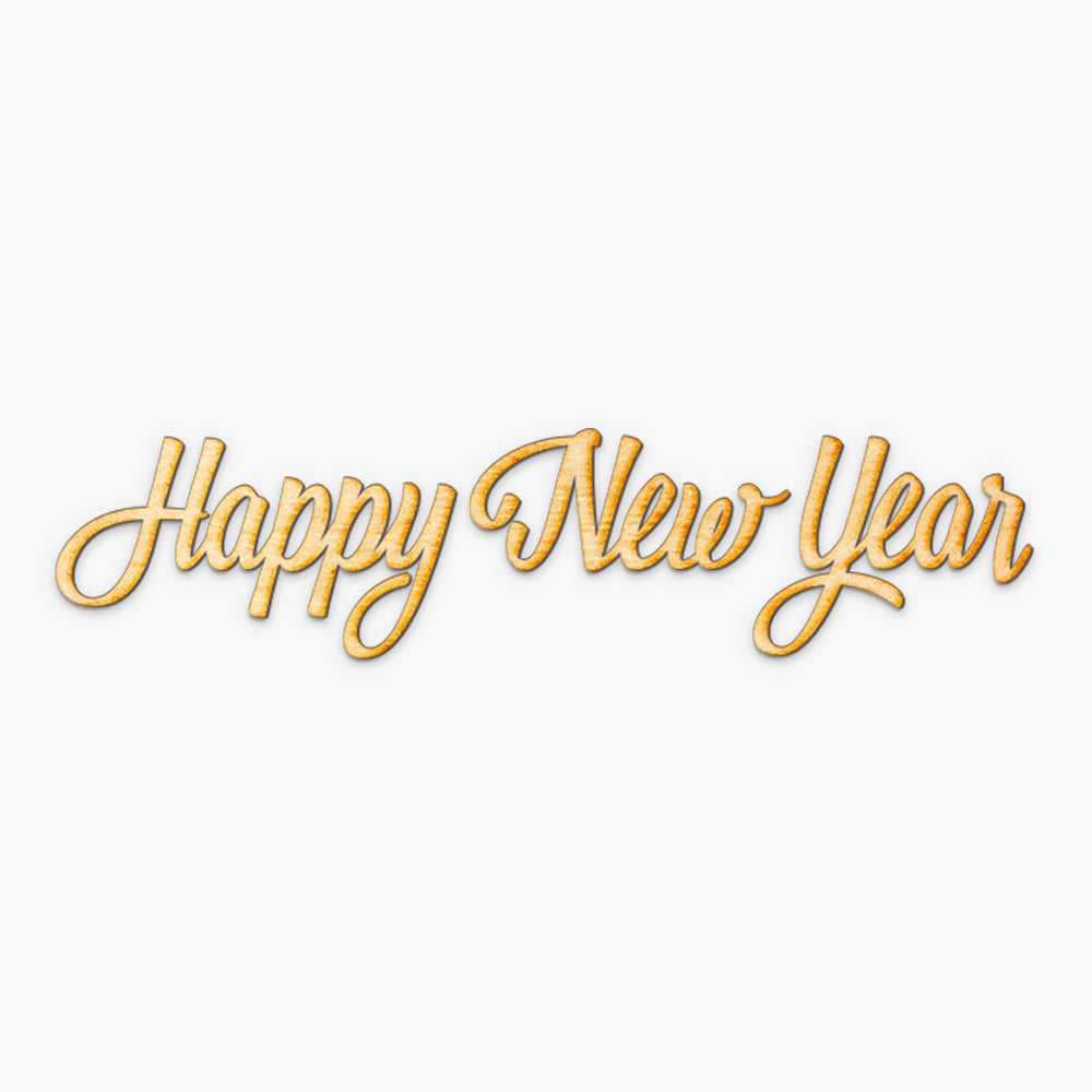Happy New Year Brush Script Wood Sign