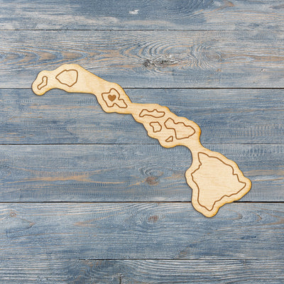 Hawaii Cut Sign With Custom Engraved Heart Placement
