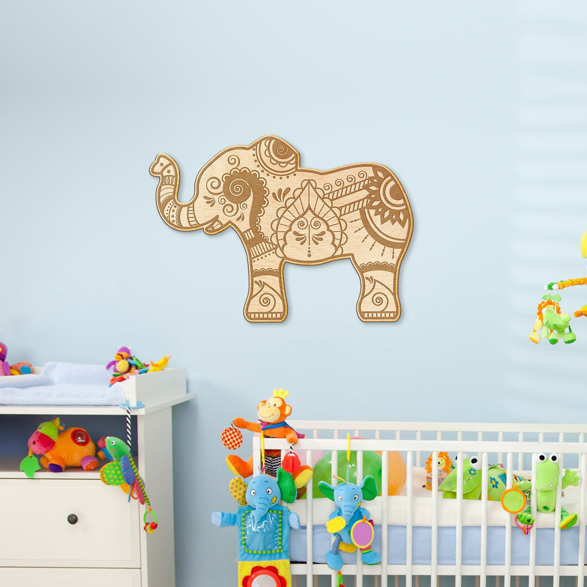 Henna Elephant Engraved Wood Sign