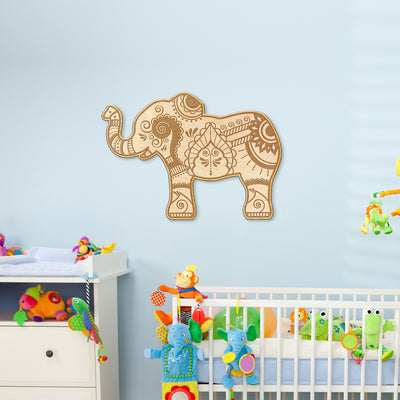 Henna Elephant Engraved Wood Sign