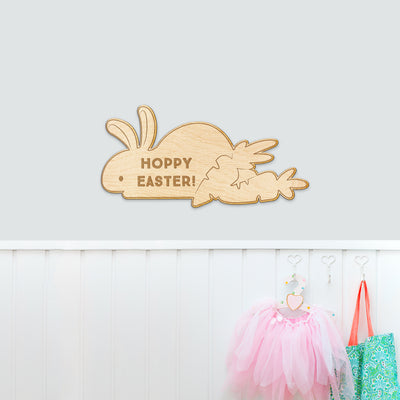 Hoppy Easter Bunny Engraved Wood Sign