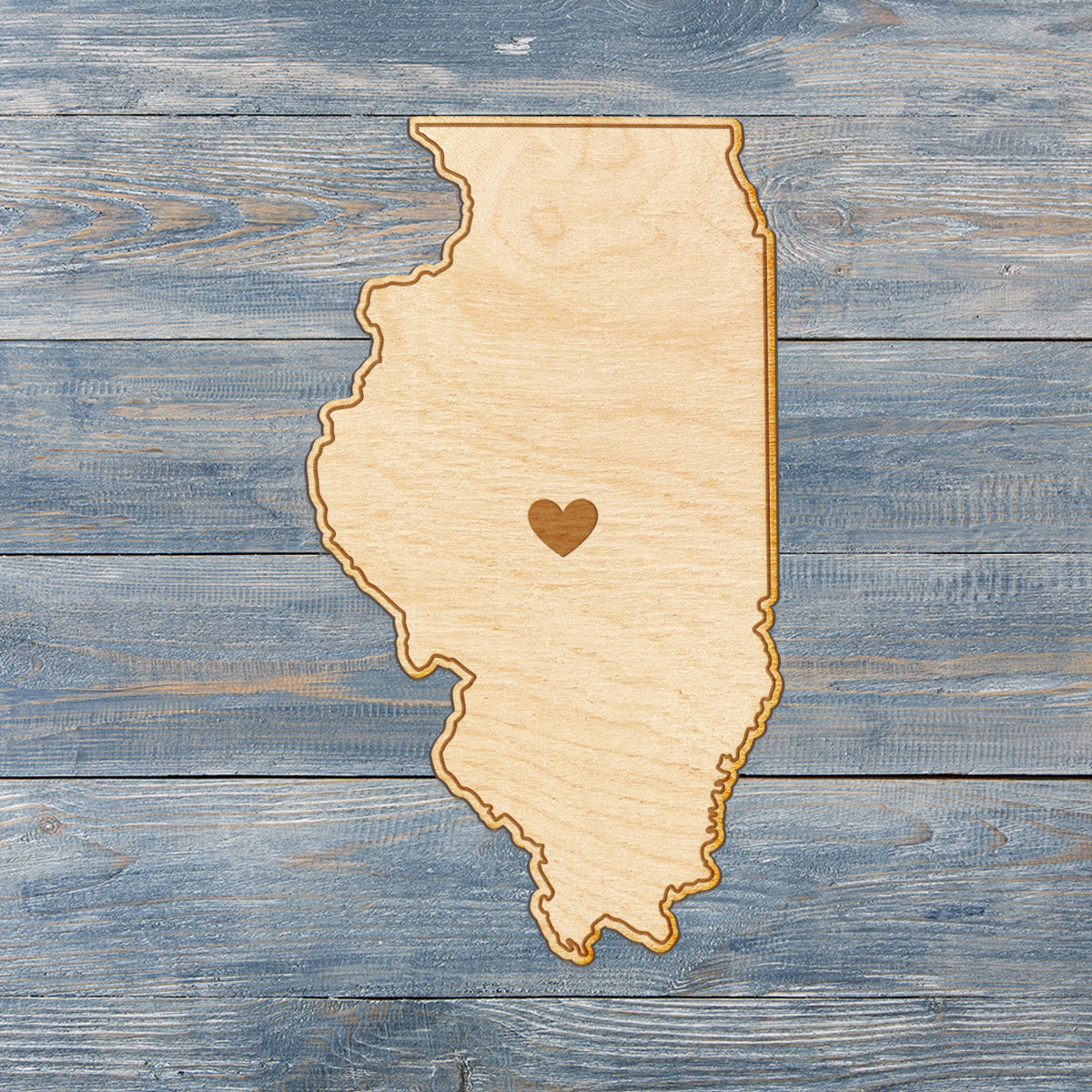 Illinois Cut Sign With Custom Engraved Heart Placement