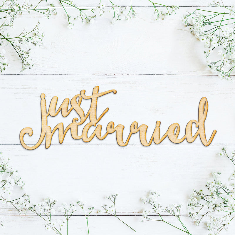 Just Married Wood Cut Sign