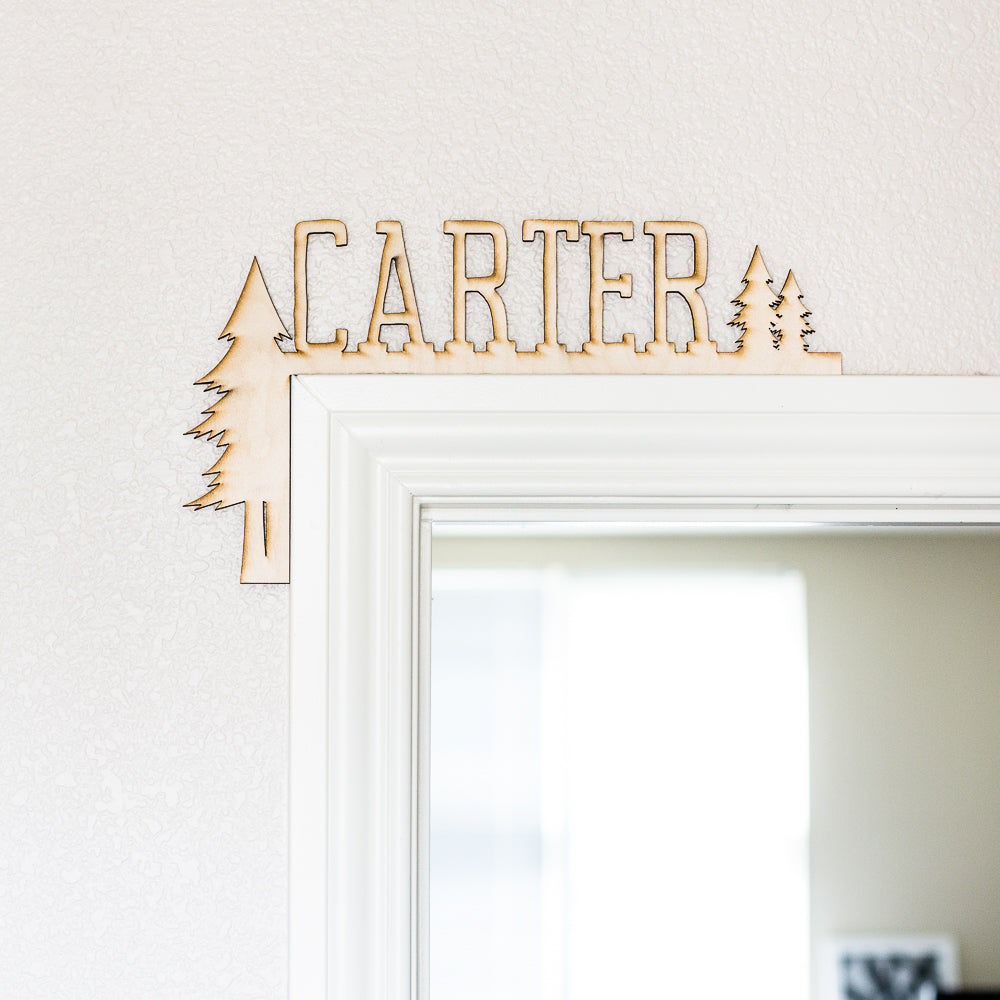 Tree Custom Name Wood Door Topper