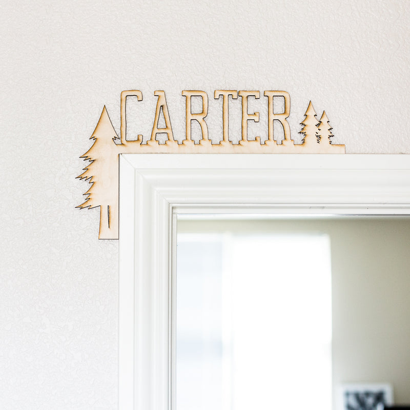 Tree Custom Name Wood Door Topper
