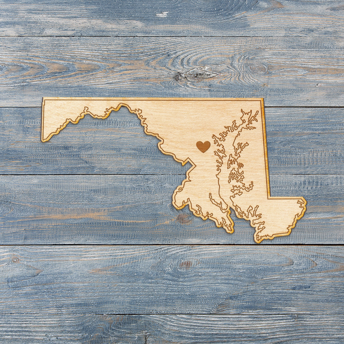 Maryland Cut Sign With Custom Engraved Heart Placement