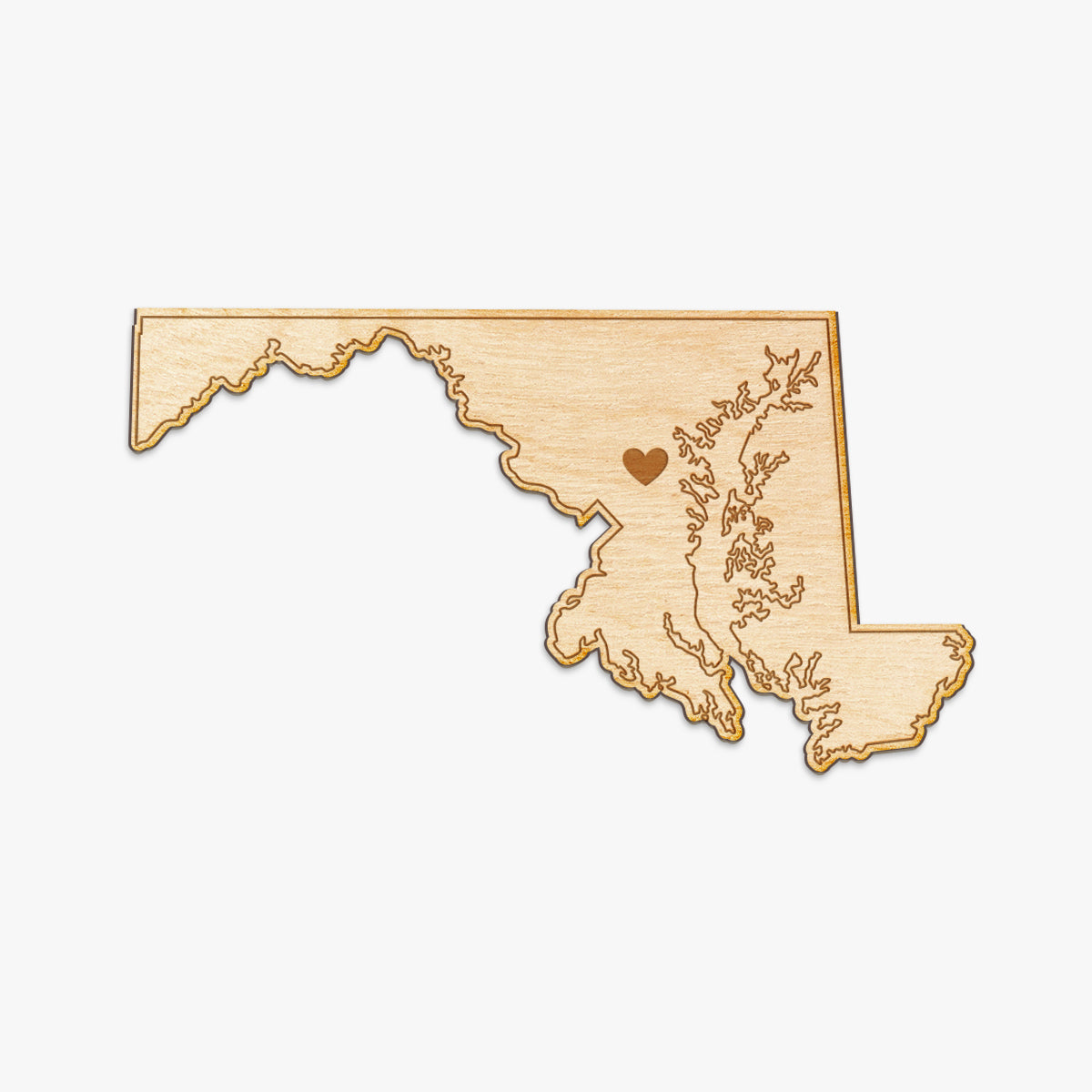 Maryland Cut Sign With Custom Engraved Heart Placement