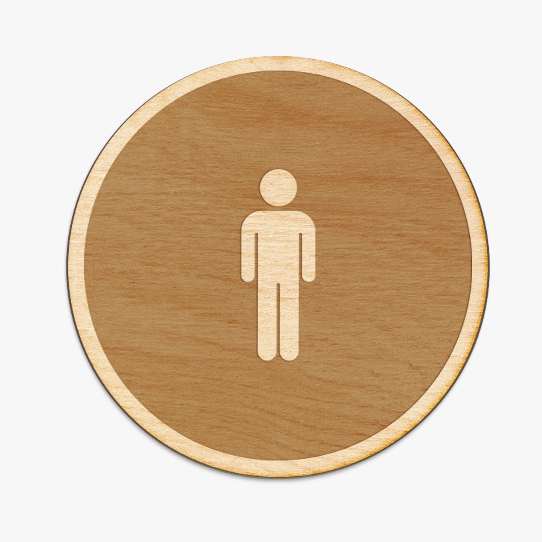 Restroom Circle Wood Engraved Sign