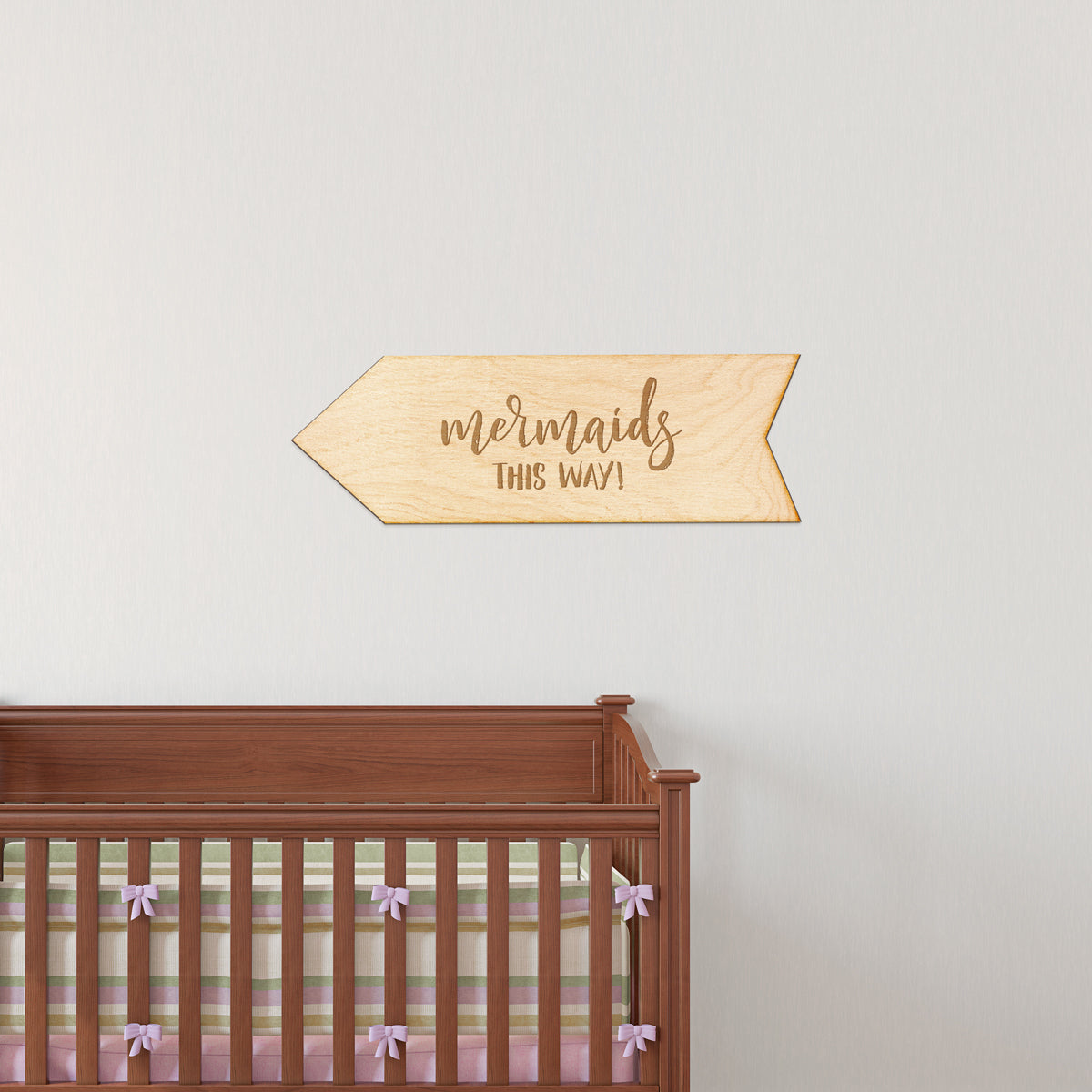 Mermaids This Way Arrow Wood Sign