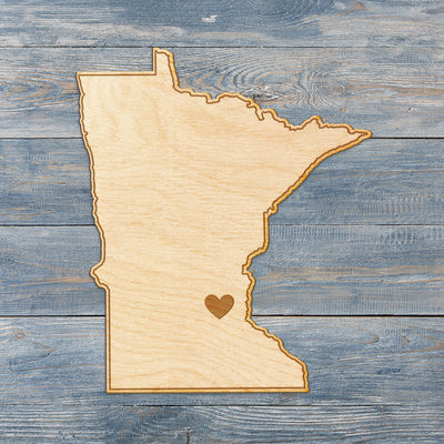 Minnesota Cut Sign With Custom Engraved Heart Placement
