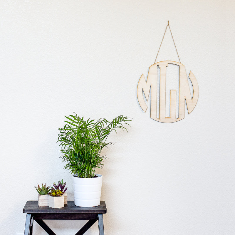 Monogram Circle Cut Wood Sign
