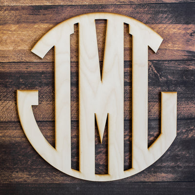 Monogram Circle Cut Wood Sign